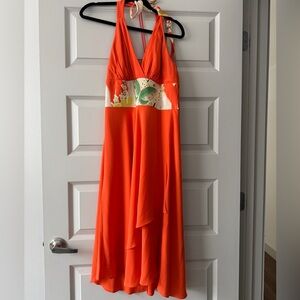 Vintage phoebe couture Orange Dress with Butterfly Design